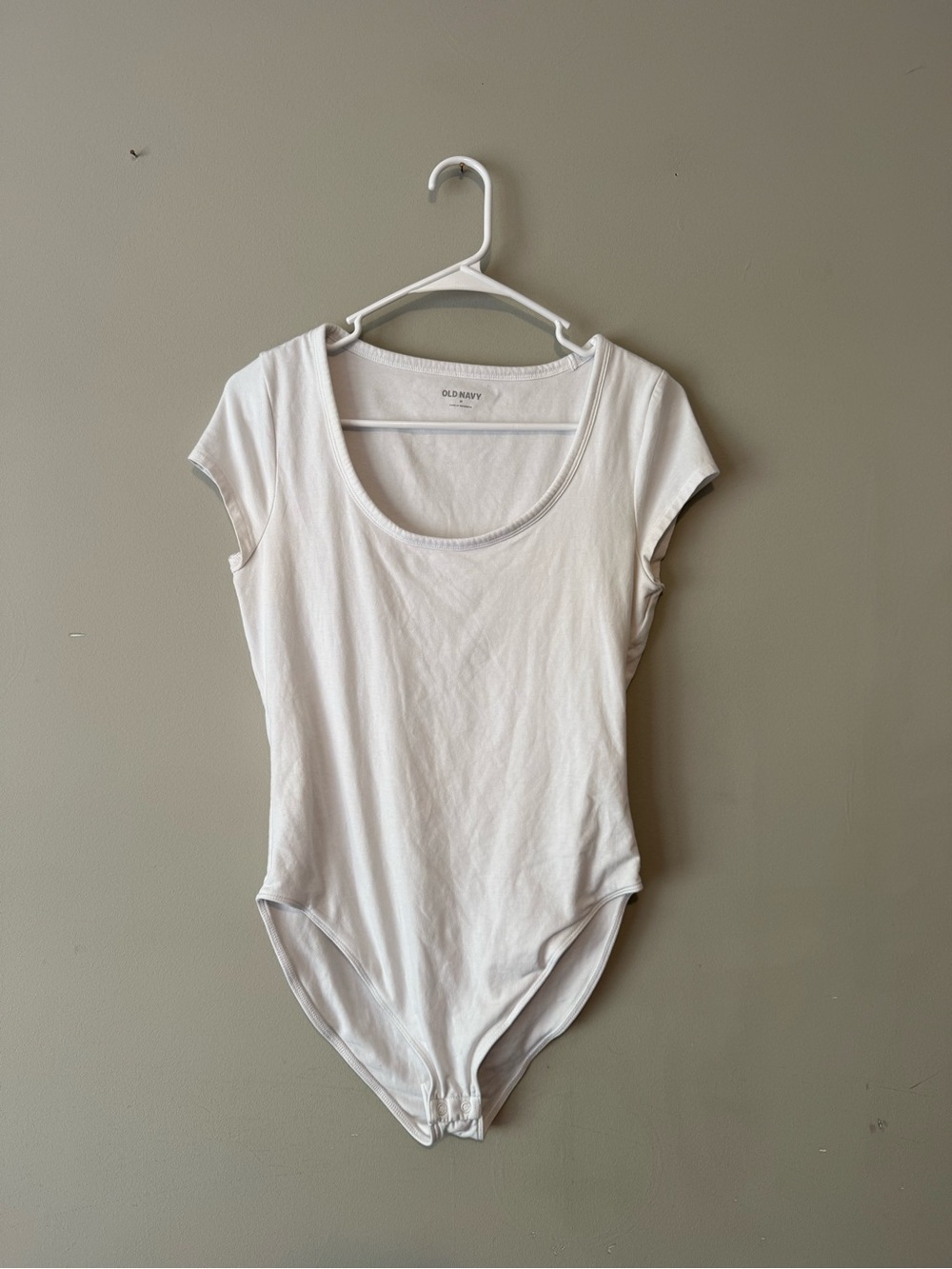 Old Navy White Scoop Neck Short Sleeve Bodysuit